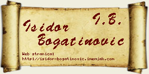 Isidor Bogatinović vizit kartica